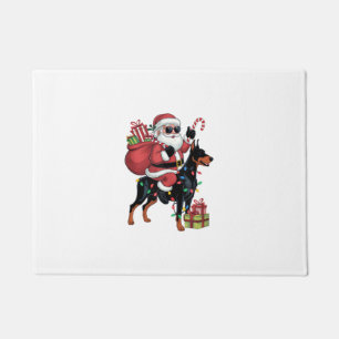 Felpudo Navidades de Perro Doberman en Santa Riding