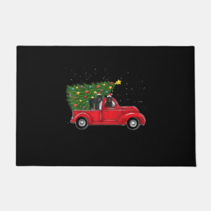 Felpudo Navidades De Perros De Terranova En Camión Rojo