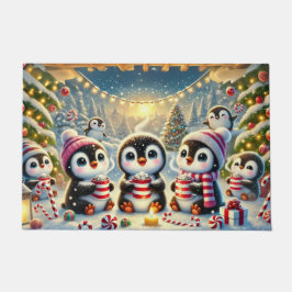 Felpudo Navidades de pingüinos pequeños compartiendo Doorm