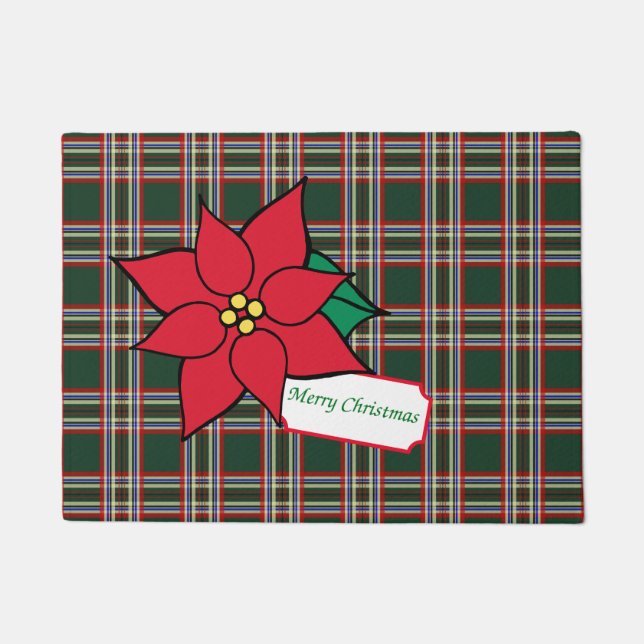 Felpudo Navidades de Plaid Poinsettia Doormat (Anverso)