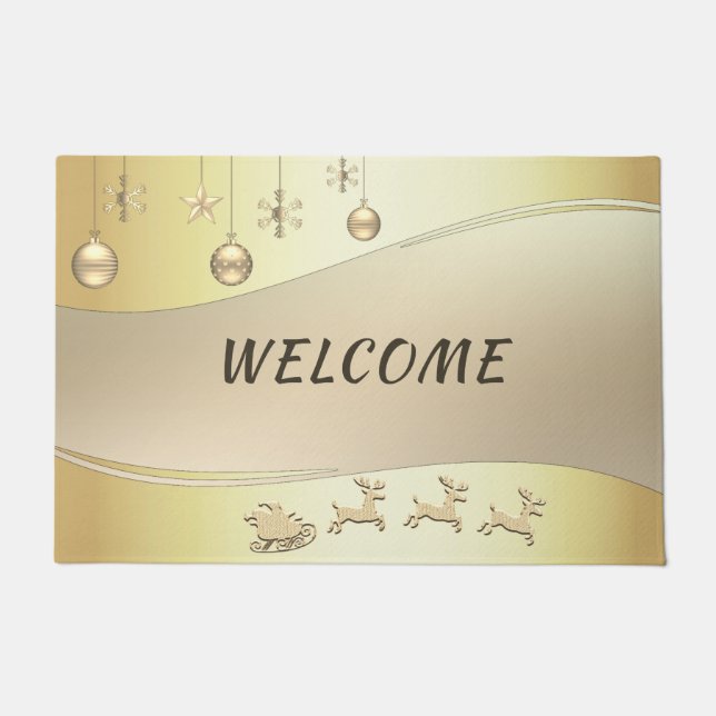 Felpudo Navidades de Reindeer Sleigh Balls Doormat (Anverso)