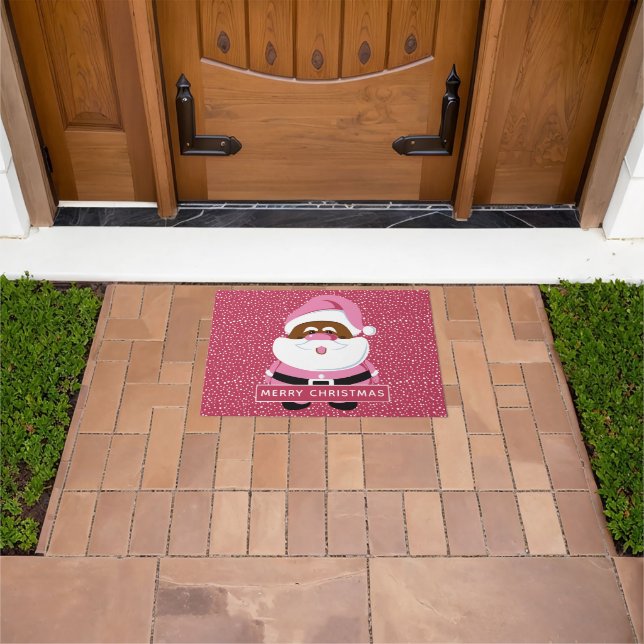 Felpudo Navidades de Santa Claus rosados (Exterior)