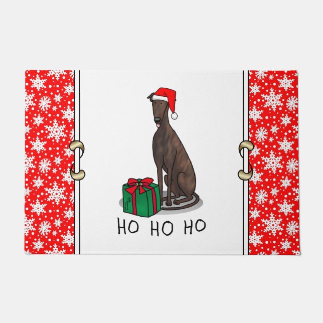 Felpudo Navidades de Santa Hat Greyhound Dog (romano le) G (Anverso)