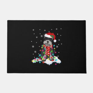 Felpudo Navidades De Schnauzer Alumbran Con Santa Hat