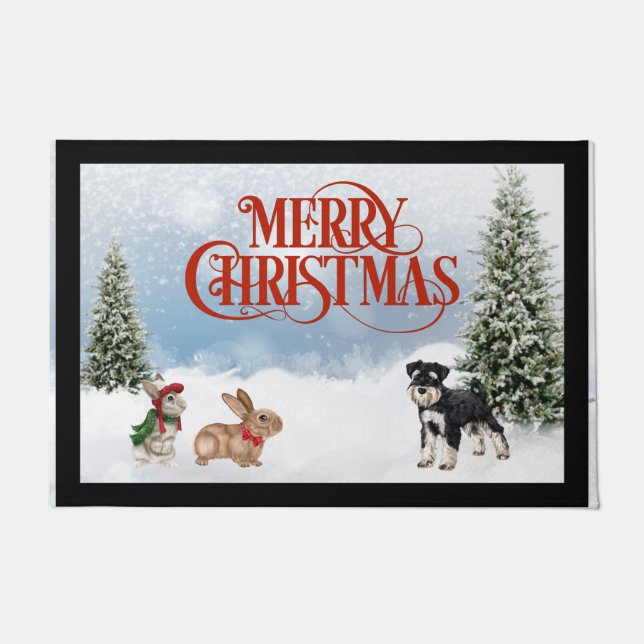 Felpudo Navidades de Schnauzer Door Mat (Anverso)