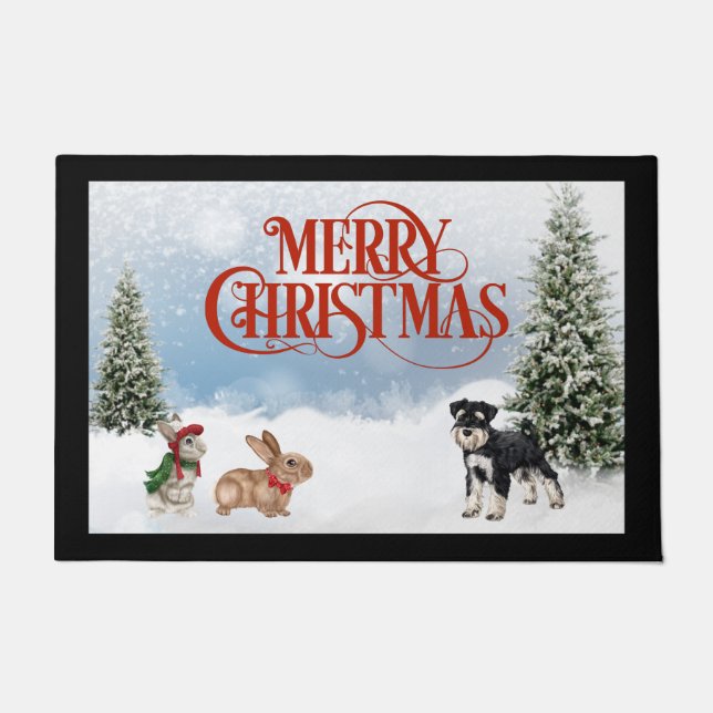 Felpudo Navidades de Schnauzer Door Mat (Anverso)