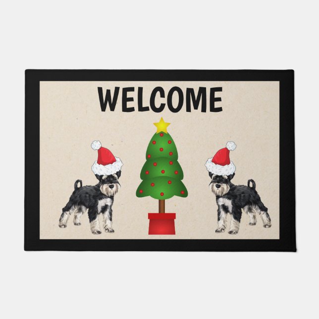 Felpudo Navidades de Schnauzer Doormat Doorat Mat (Anverso)