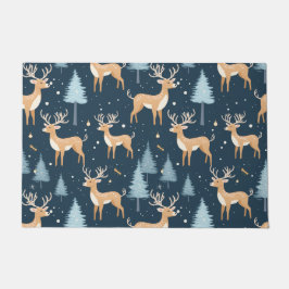 Felpudo Navidades de Snowflake de renos invierno verde mod