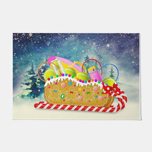 Felpudo Navidades de tenis decoran fiesta divertida (Anverso)