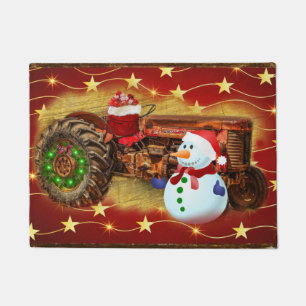 Felpudo Navidades de Tractores Rojos de Frosty