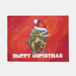 Felpudo Navidades De Triceratops En Rojo