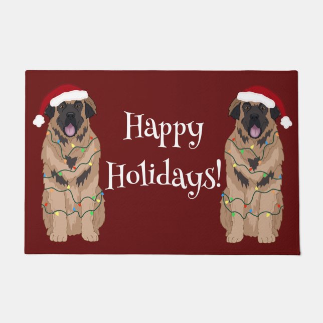 Felpudo Navidades de vacaciones Leonberger (Anverso)