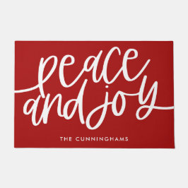 Felpudo Navidades de vacaciones rojas de paz y alegría