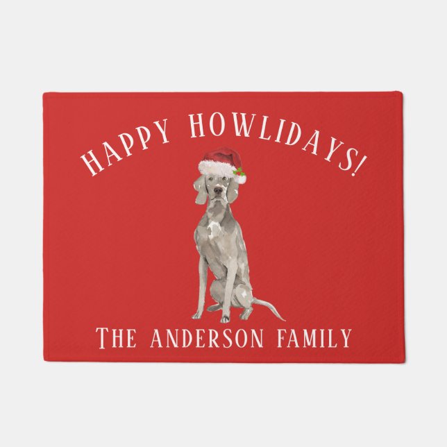 Felpudo Navidades de Weimaraner Dog Happy Howlidays (Anverso)