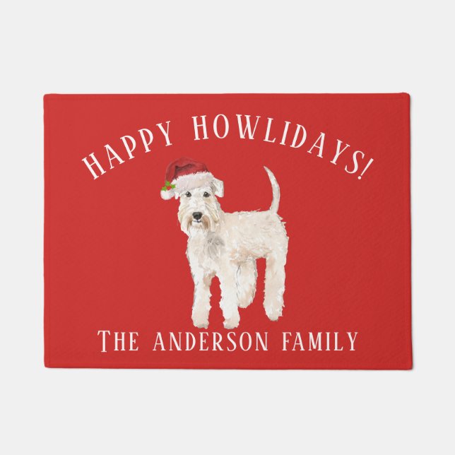 Felpudo Navidades de Wheaten Terrier Happy Howlidays (Anverso)