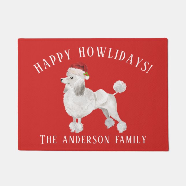 Felpudo Navidades de White Poodle Happy Howlidays (Anverso)