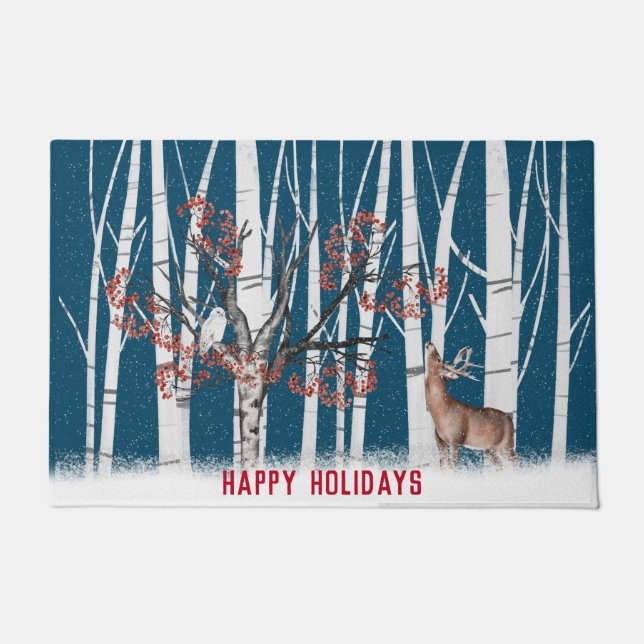 Felpudo Navidades Deer Y Snowley Doormat (Anverso)