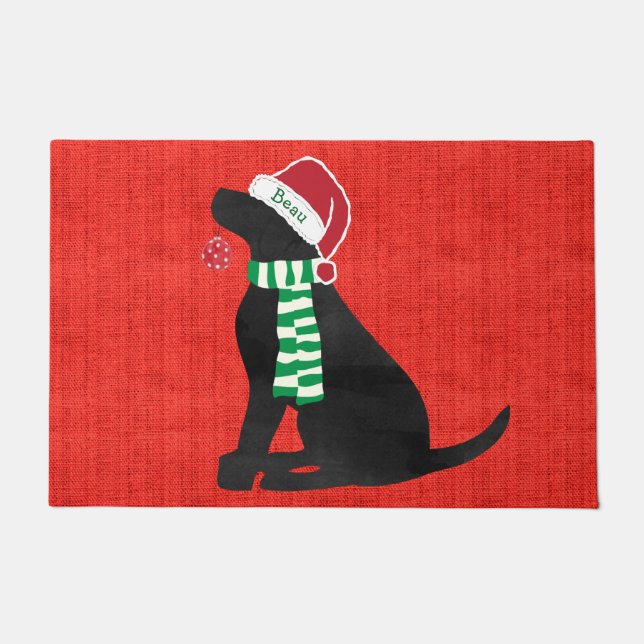 Felpudo Navidades del Black Labrador Holiday Red (Anverso)