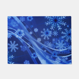 Felpudo Navidades del Blue Winter Snowflakes