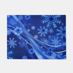Felpudo Navidades del Blue Winter Snowflakes