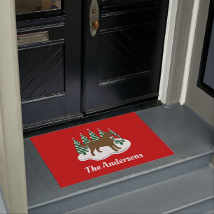 Felpudo Navidades del chocolate Labrador Árboles eververde