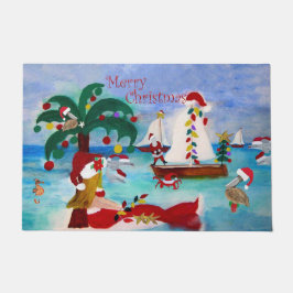 Felpudo Navidades desfile de barcos costeros de Santa Marí