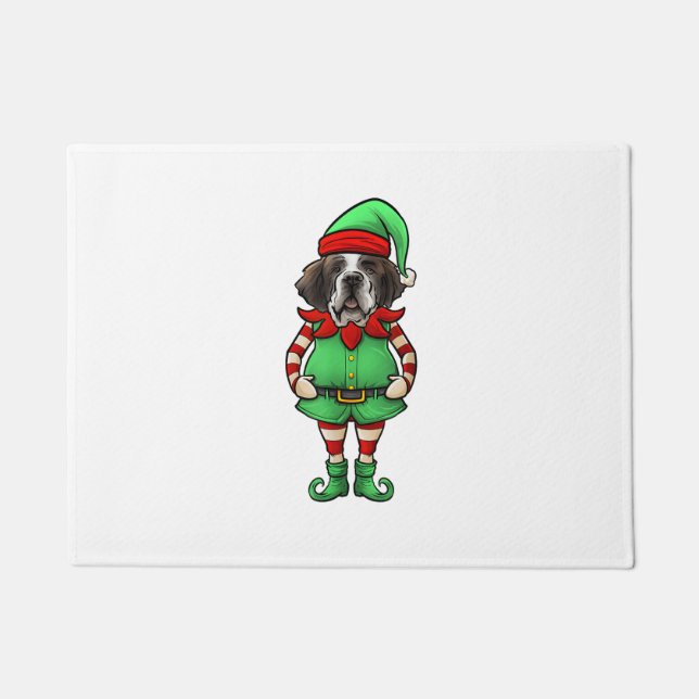 Felpudo Navidades divertidos Elf St Bernard Dog Saint Bern (Anverso)