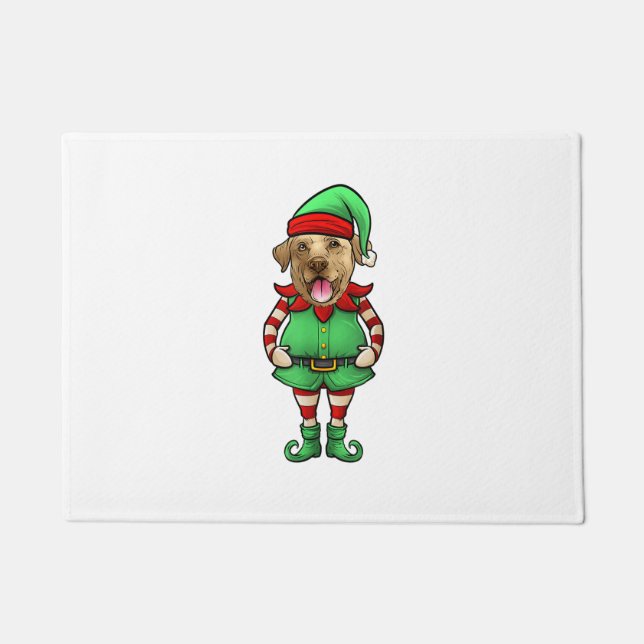 Felpudo Navidades divertidos Elf Yellow Lab Perro Amarillo (Anverso)