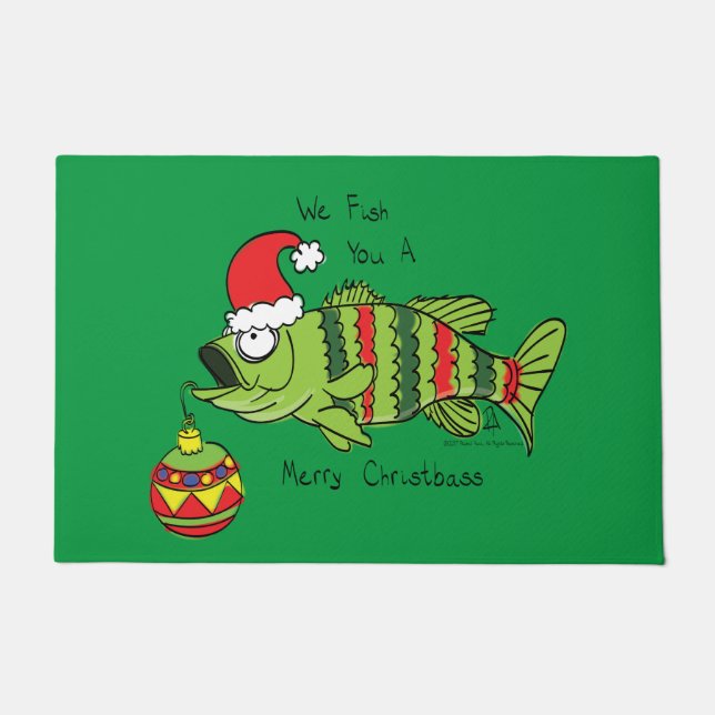 Felpudo Navidades divertidos Personalizado de pescado de p (Anverso)