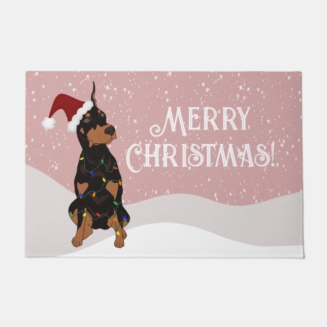 Felpudo Navidades Doberman Pinscher (Anverso)