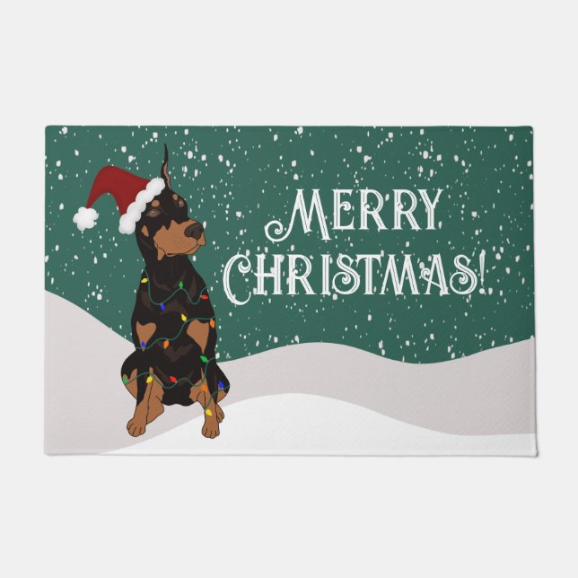 Felpudo Navidades Doberman Pinscher (Anverso)