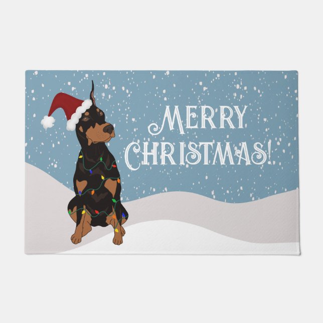Felpudo Navidades Doberman Pinscher (Anverso)