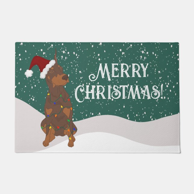 Felpudo Navidades Doberman Pinscher (Anverso)