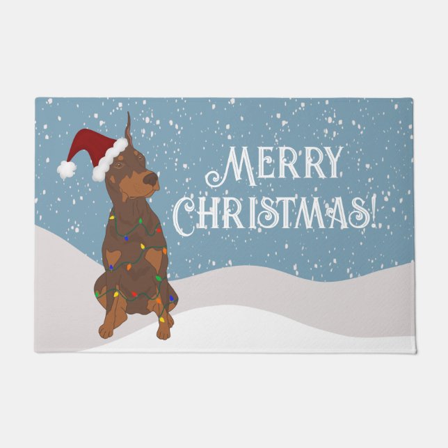 Felpudo Navidades Doberman Pinscher (Anverso)