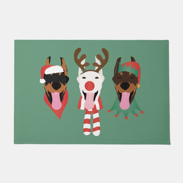 Felpudo Navidades Dobermann Dogs (Anverso)