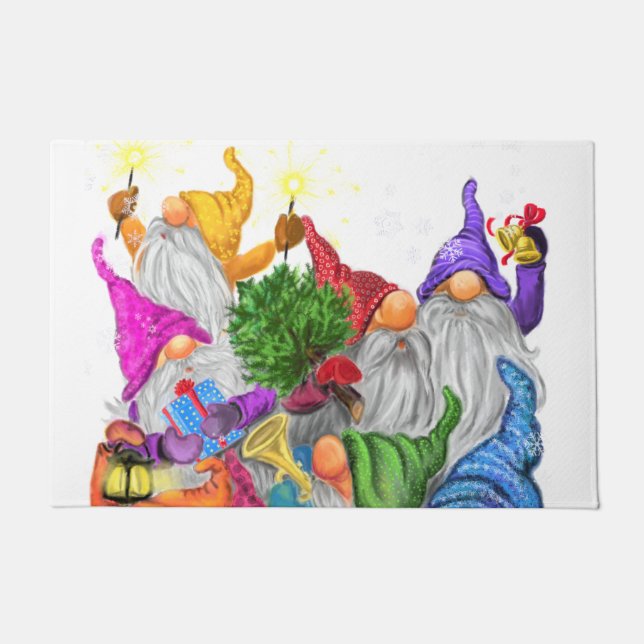 Felpudo Navidades Doormat Gift Gnome Fiesta Personalizado (Anverso)