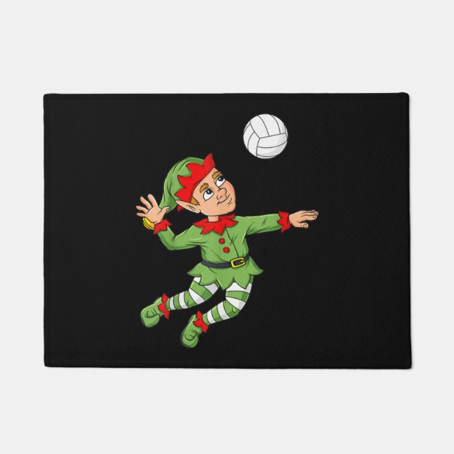 Felpudo Navidades Elf Volleyball Chicas niños graciosos (Anverso)