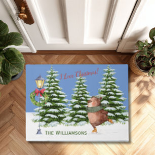 Felpudo Navidades encantadores de la escena Nombre de la f