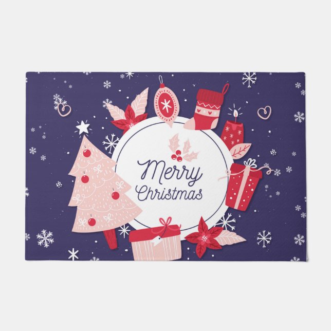 Felpudo Navidades espléndidos copos de nieve (Anverso)