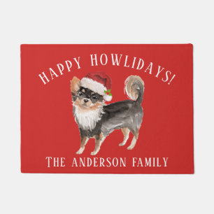 Felpudo Navidades felices de Long Haired Chihuahua