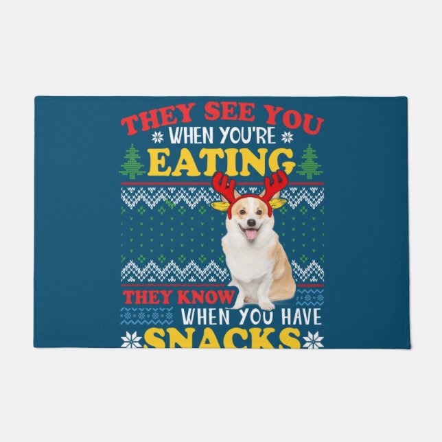 Felpudo Navidades feos que ven que estás comiendo Navidad (Anverso)