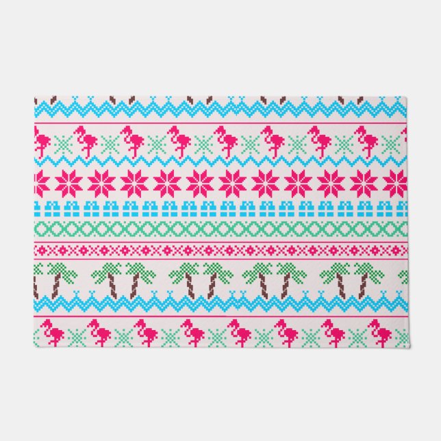 Felpudo Navidades feos sudan flamenco tropical (Anverso)