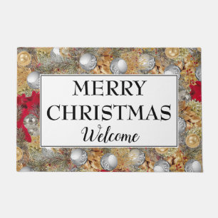 Felpudo Navidades festivos Wreath BIENVENIDA Doormat