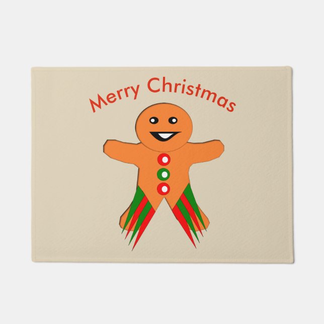 Felpudo Navidades Fiesta Gingerbread Man Door Mat (Anverso)