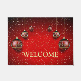 Felpudo Navidades Fiesta Golden Red Winter Holidays Elegan