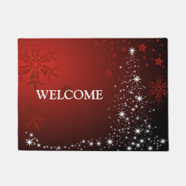 Felpudo Navidades Fiesta White Stars Tree Copos de nieve r