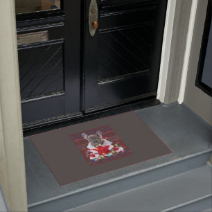 Felpudo Navidades franceses del Bulldog iluminan a Perro s