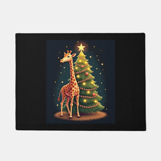 Felpudo Navidades Giraffe Árbol oficial Topper Funny Tall (Anverso)