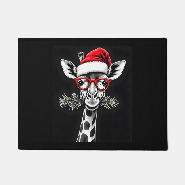 Felpudo Navidades Giraffe Santa Hat Pajama Gift (Anverso)