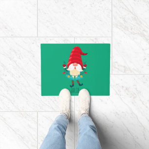 Felpudo Navidades Gnome portando Navidades Luces